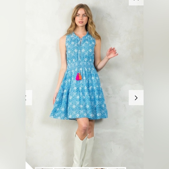 THML Nora Smocked Waist Print Dress M - Picture 3 of 15